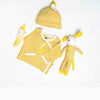 Side Snap Baby Onesie - Yellow Stripe W/ Banana Embroidery