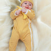 Side Snap Baby Onesie - Yellow Stripe W/ Banana Embroidery