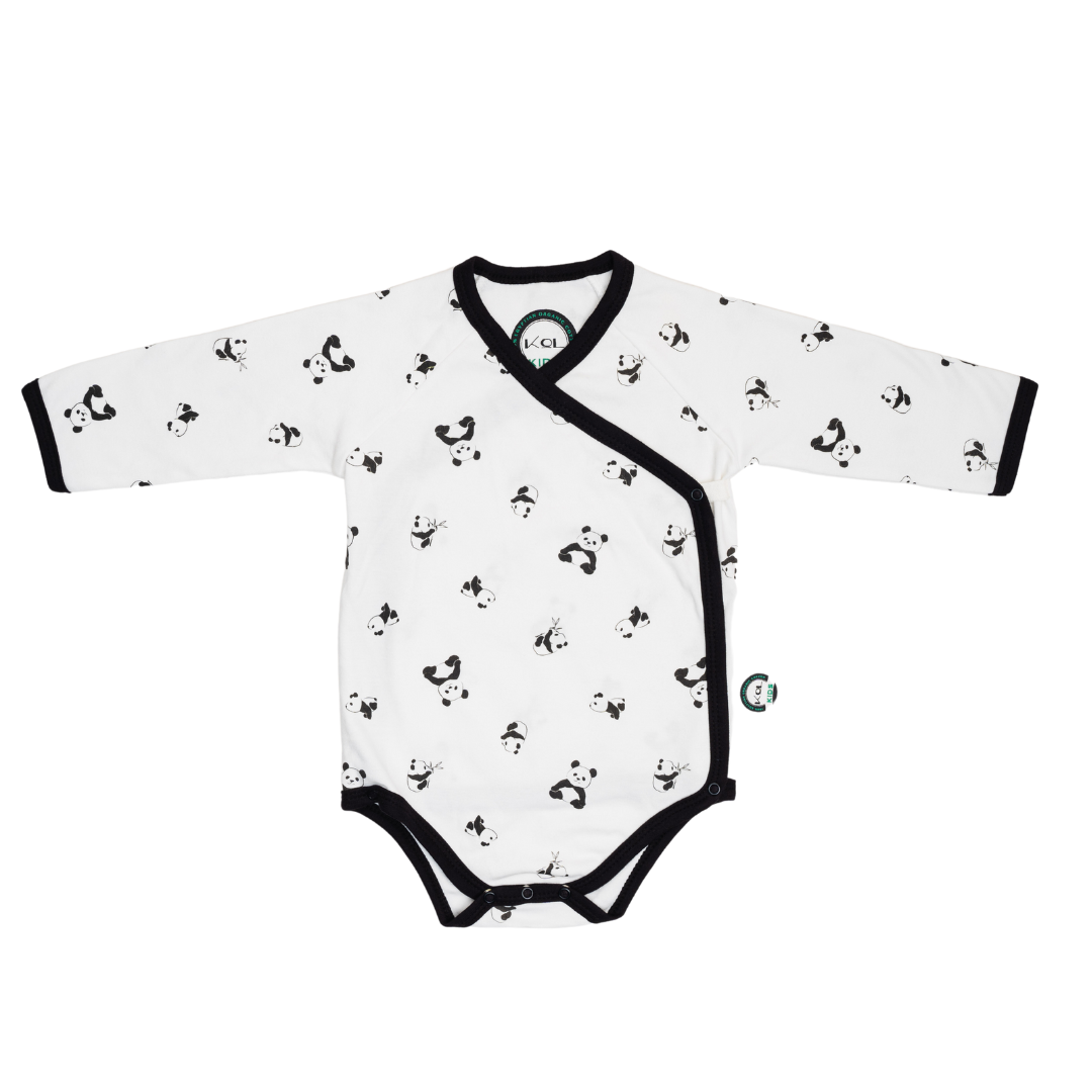 Long Sleeve Side Snap Bodysuit - Panda Print