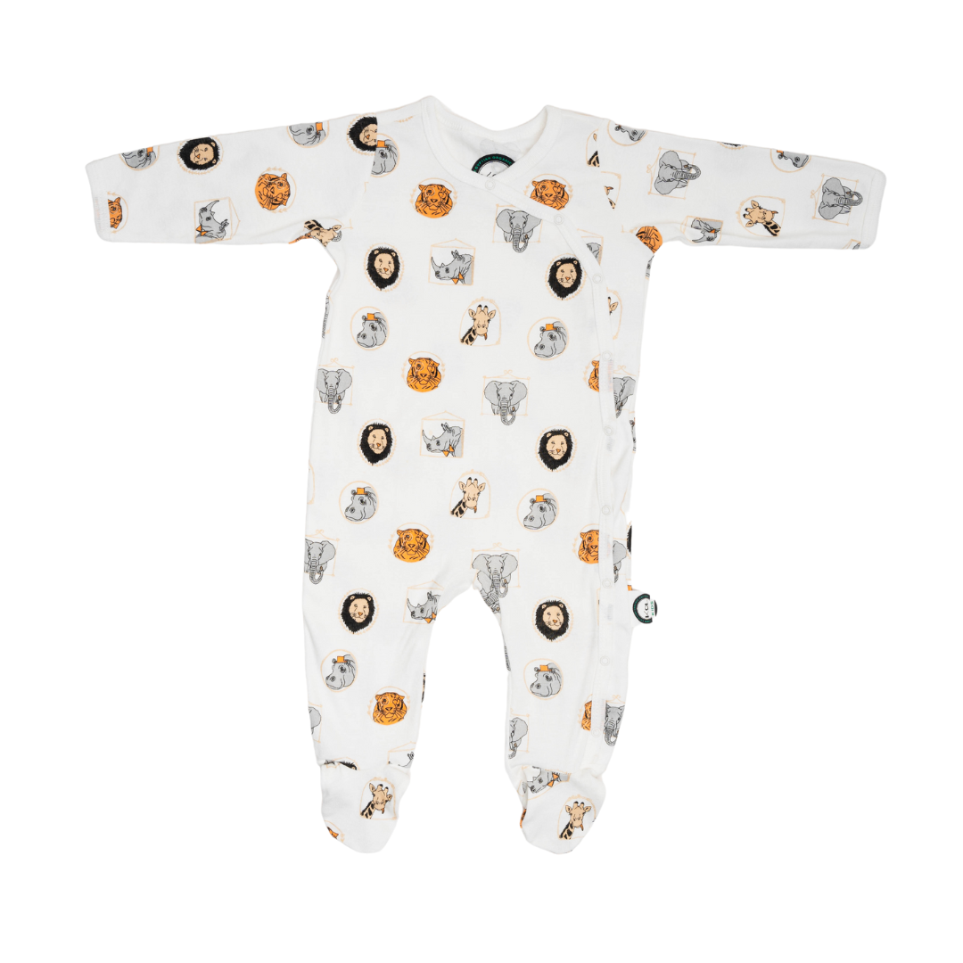 Side Snap Baby Onesie - Animal Print