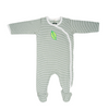 Side Snap Baby Onesie - Green Stripe W/ Bean Embroidery