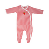 Side Snap Baby Onesie - Red Stripe W/ Strawberry Embroidery